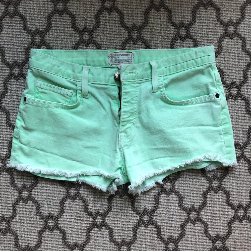 Current Elliot bright green jean shorts